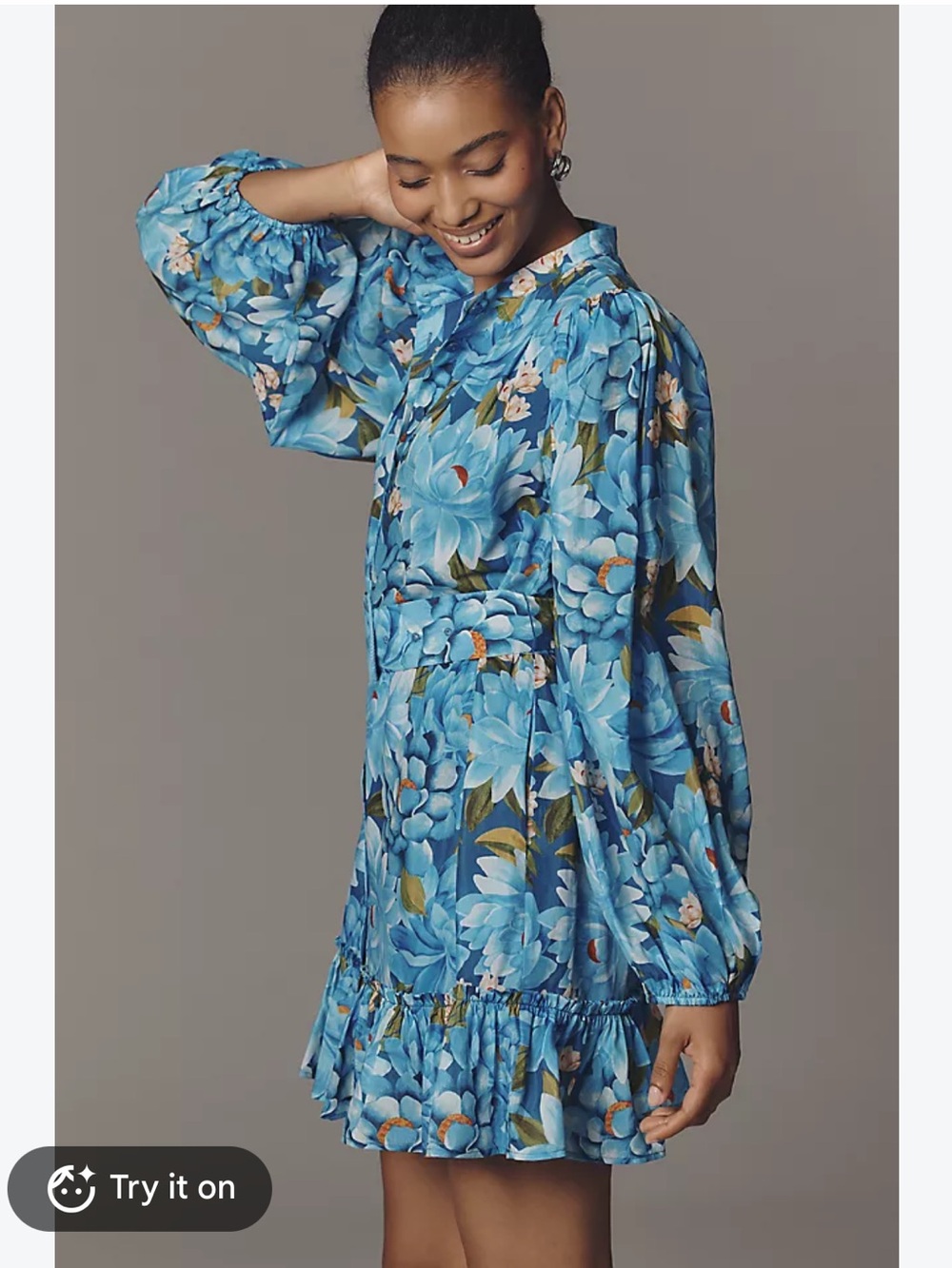 NWT Farm Rio x Anthropologie Long-Sleeve Mini Swing Dress Sz XS - Picture 7 of 8